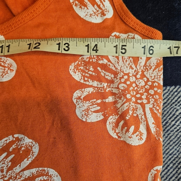 Willi Smith Womens Orange With White Flowers Throughout Tank Top Size Large - Picture 8 of 9